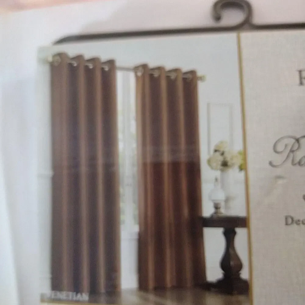 Regent Court Room Darkening Faux Silk Grommet Panel 50x84 Brown Window Curtain